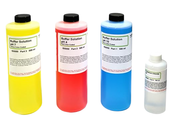 pH Buffer Calibration Kit - 500mL Each pH 4, 7, 10 and 4oz Potassium Chloride - The Curated Chemical Collection