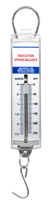 Premium Spring Balance, 0-500g / 0-5N - High Resolution, Dual Transparent Scale, Newtons & Grams - Zero Calibration Capability - Acrylic Body, Superior Quality & Finish - Eisco Labs