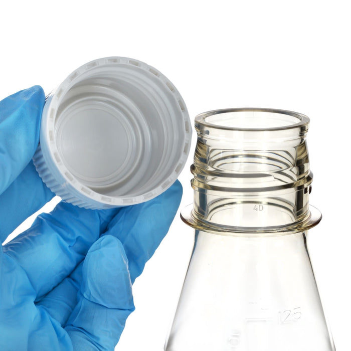 Eisco - Pack of 24, 125mL Sterile Polycarbonate Erlenmeyer Flasks, Non-Vented, Flat Bottom, Gamma Sterilized, USP Class VI, Lab-Grade, Chemical Storage, Cell Culture, Mixing