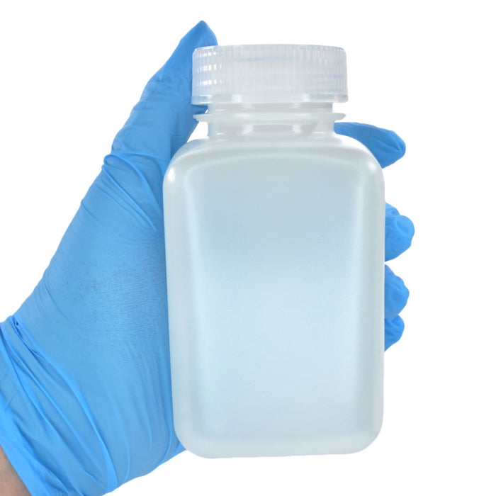 Eisco - Pack of 12, Sterile 250mL Square HDPE Reagent Bottles with Wide Mouth Polypropylene Caps, Translucent, Non-Autoclavable, Leak-Proof, Chemical Resistant, -100°C to 120°C, Ideal for Laboratory and Industrial Use
