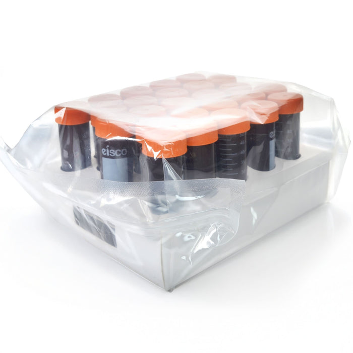 Eisco - Pack of 25, 50mL Non-Sterile Amber Centrifuge Tubes, Polypropylene, Flat Cap, Lab-Grade, Self-Standing, Racked