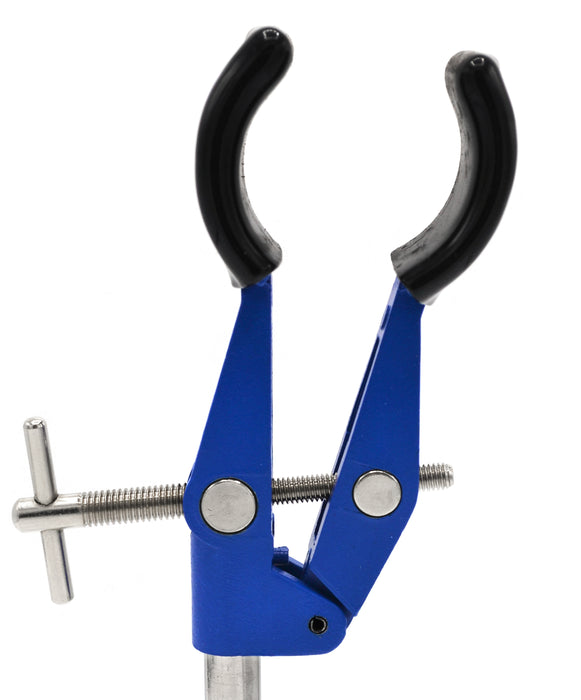 2 Prong Burette Clamp on Stainless Steel Rod - 4.25" Max Opening