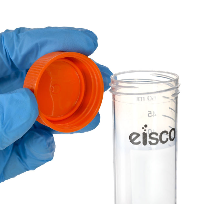 Eisco - Pack of 25, 50mL Sterile Centrifuge Tubes, Polypropylene, Flat Cap, Lab-Grade, Individually Wrapped, Self Standing