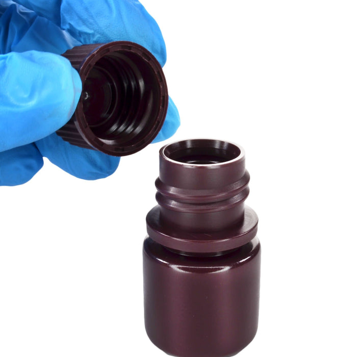 Eisco - Bulk Pack of 2000 8mL Narrow Mouth HDPE Amber Reagent Bottles with Polypropylene Caps, Non-Sterile, Lab Containers for Light-Sensitive Substances, -100 to 120°C Temperature Range