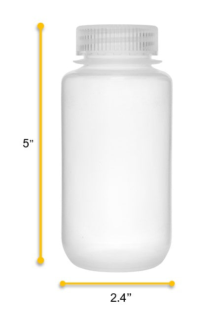 6PK Reagent Bottles, 250ml - Wide Neck with Screw Cap - Polypropylene