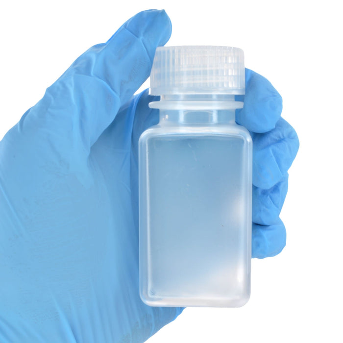 Eisco - Pack of 12, 60mL Square Polypropylene Reagent Bottles with Wide Mouth Polypropylene Caps, Translucent, Autoclavable, Leak-Proof, Chemical Resistant, 0-135°C
