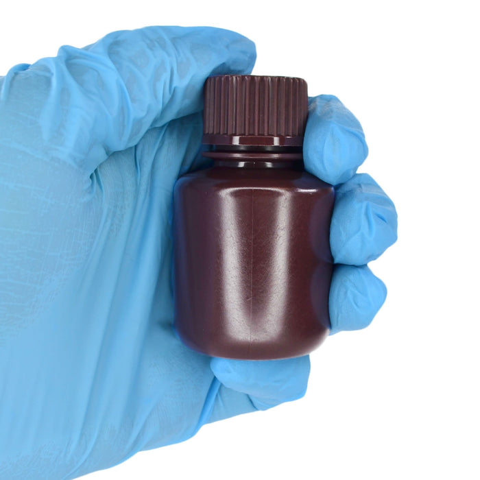Eisco - Bulk Pack of 1000 30mL Narrow Mouth HDPE Amber Reagent Bottles with Polypropylene Caps, Non-Sterile, Lab Containers for Light-Sensitive Substances, -100 to 120°C Temperature Range