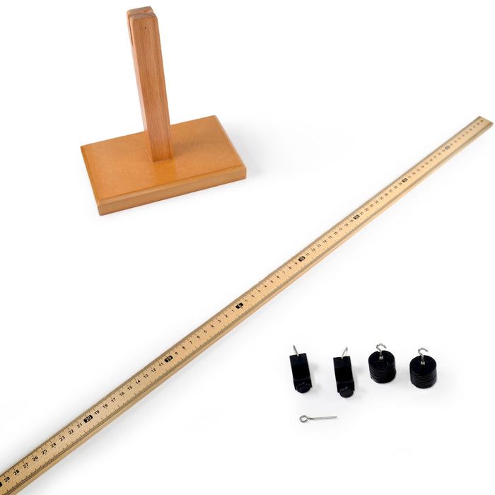 Eisco - Wooden Meter Lever Fulcrum with Graduated Scale - Includes Fulcrum Base and 2 Sets of 100 g Weights - Ideal for Physics Experiments on Torque and Mechanical Advantage