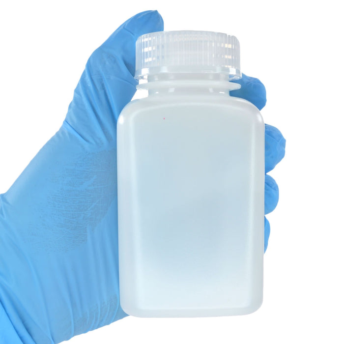 Eisco - Pack of 12, 175mL Square HDPE Reagent Bottles with Wide Mouth Polypropylene Caps, Translucent, Non-Sterile, Chemical Resistant, Leak-Proof, -100°C to 120°C, Ideal for Lab and Industrial Use