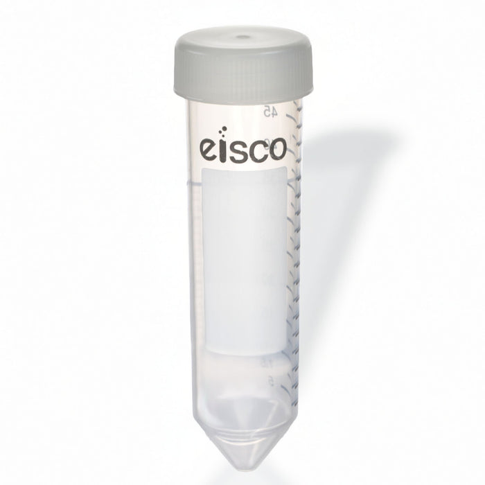 Eisco - Pack of 25, 50mL Non-Sterile Centrifuge Tubes, Polypropylene, Flat Cap, Lab-Grade, Heavy Metal-Free