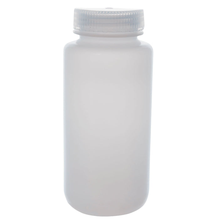 Eisco - 500mL Sterile Wide Mouth HDPE Reagent Bottles with Polypropylene Caps, Pack of 12, Non-Autoclavable, Translucent Laboratory Containers, -100 to 120°C Temperature Range