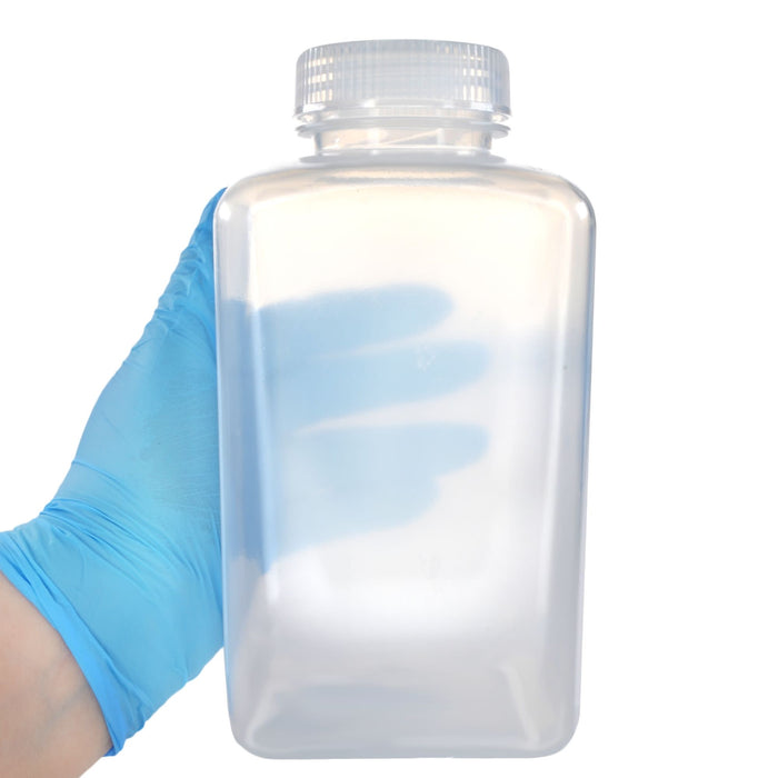 Eisco - Pack of 12, 1L Square Polypropylene Reagent Bottles with Wide Mouth Polypropylene Caps, Translucent, Autoclavable, Leak-Proof, Chemical Resistant, 0-135°C