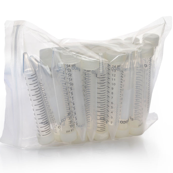 Eisco - Pack of 25, 15mL Sterile Centrifuge Tubes, Polypropylene, Flat Cap, Lab-Grade, Heavy Metal-Free