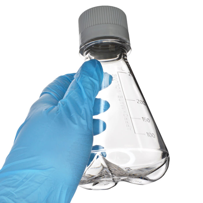 Eisco - Pack of 12, 250mL Sterile PETG Erlenmeyer Flasks, Non-Vented, Baffled Bottom, Gamma Sterilized, USP Class VI, Lab-Grade, Chemical Storage, Cell Culture, Mixing