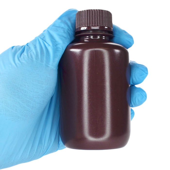 Eisco - Bulk Pack of 500 125mL Narrow Mouth HDPE Amber Reagent Bottles with Polypropylene Caps, Non-Sterile, Lab Containers for Light-Sensitive Substances, -100 to 120°C Temperature Range