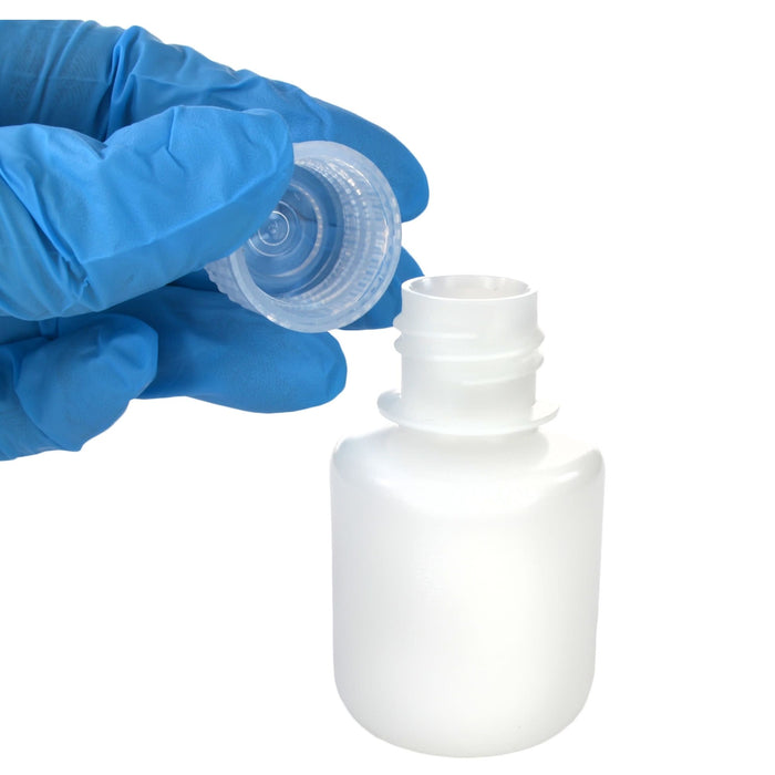 Eisco - Pack of 12, 30mL Sterile Narrow Mouth HDPE Translucent Reagent Bottles with Polypropylene Caps, Leak-Proof, Chemical Resistant, Laboratory Storage Bottles, -100 to 120°C Temperature Range
