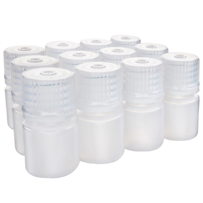 Eisco - Pack of 12, 8mL Narrow Mouth LDPE Translucent Reagent Bottles with Polypropylene Caps, Non-Sterile, Leak-Proof, Chemical Resistant Laboratory Storage Bottles, -100 to 80°C Temperature Range