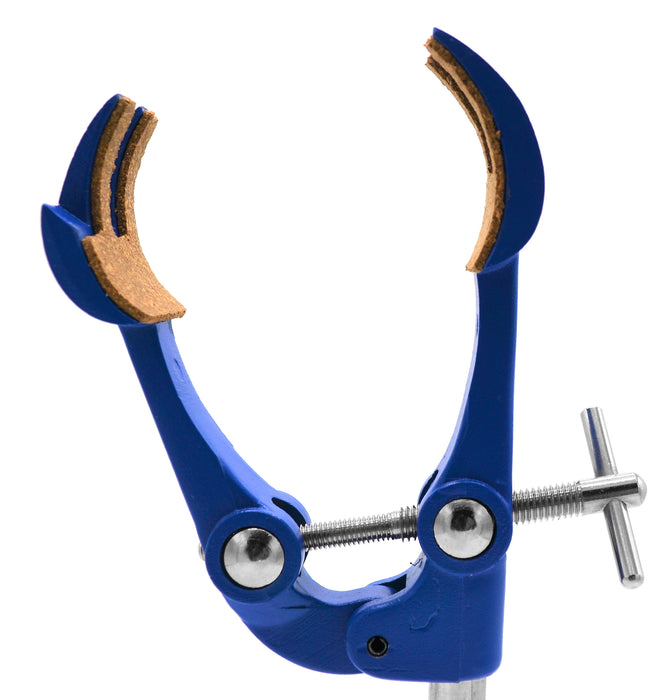 4 Prong, Cork Lined Clamp on Stainless Steel Rod - 4.1" Max Opening