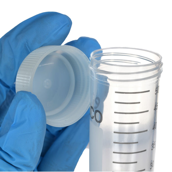 Eisco - Pack of 25, 50mL Non-Sterile Centrifuge Tubes, Polypropylene, Flat Cap, Lab-Grade, Heavy Metal-Free