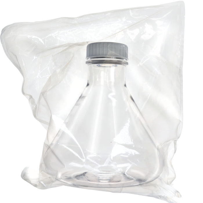 Eisco - Pack of 4, 3L Sterile PETG Erlenmeyer Flasks, Non-Vented, Flat Bottom, Lab-Grade, Gamma Sterilized, USP Class VI, Ideal for Cell Culture, Biopharmaceutical Processing, Chemical Storage