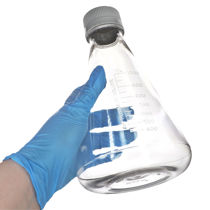 Eisco - Pack of 6, 1L Sterile PETG Erlenmeyer Flasks, Non-Vented, Flat Bottom, Lab-Grade, Gamma Sterilized, USP Class VI, Ideal for Cell Culture, Biopharmaceutical Processing, Chemical Storage