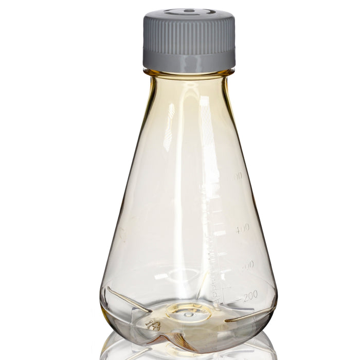 Eisco - Pack of 1, 500mL Sterile Polycarbonate Erlenmeyer Flask, Vented, Baffled Bottom, Gamma Sterilized, USP Class VI, Lab-Grade, Shaker Compatible, Cell Culture, Mixing