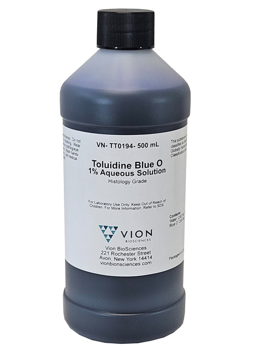 Toluidine Blue O Stain 1% Aqueous Solution 500mL - Cartilage Tissue Stain