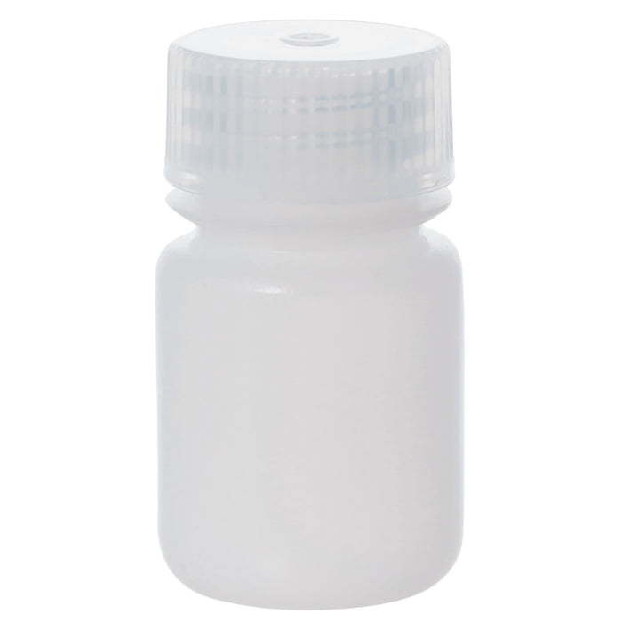 Eisco - 30mL Wide Mouth HDPE Reagent Bottles with Polypropylene Caps, Non-Sterile, Pack of 12, Translucent Leakproof Laboratory Containers, -100 to 120°C Temperature Range