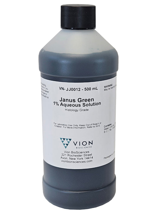 Janus Green B Stain 1% Aqueous Solution 500mL - Mitochondria Visualization Dye
