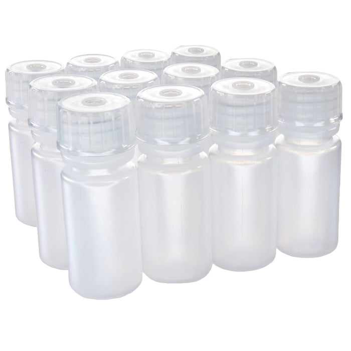 Eisco - Pack of 12, 4mL Narrow Mouth LDPE Translucent Reagent Bottles with Polypropylene Caps, Non-Sterile, Leak-Proof, Chemical Resistant Laboratory Storage Bottles, -100 to 80°C Temperature Range