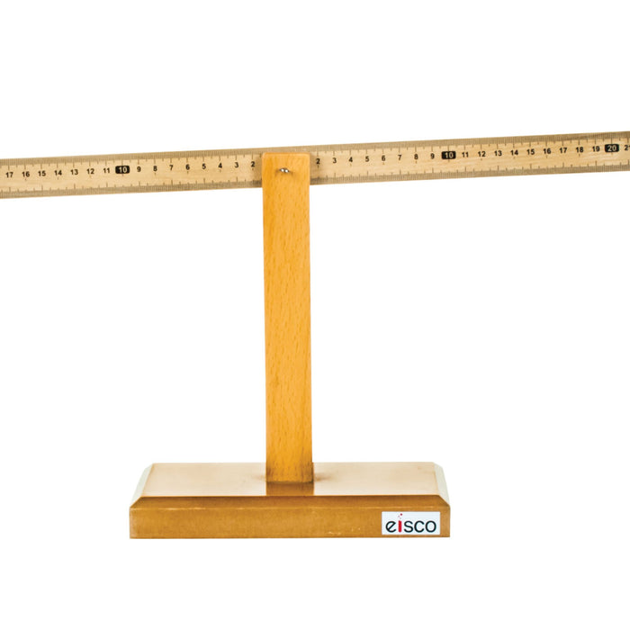 Eisco - Wooden Meter Lever Fulcrum with Graduated Scale - Includes Fulcrum Base and 2 Sets of 100 g Weights - Ideal for Physics Experiments on Torque and Mechanical Advantage