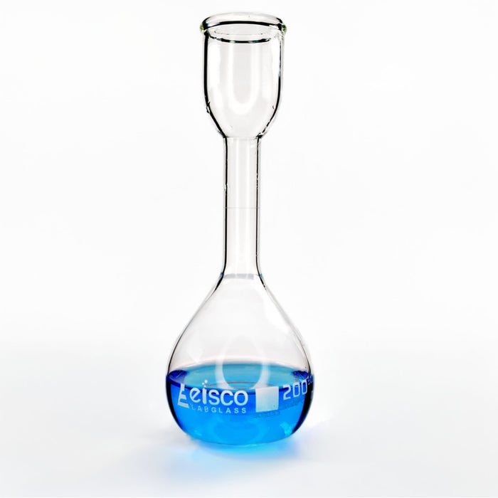 Eisco ?Çô Glass Kohlrausch Volumetric Flask 200mL Class A 0.10mL Tolerance ?Çô Flat Bottom Borosilicate Measuring Flask for Precise Laboratory Use