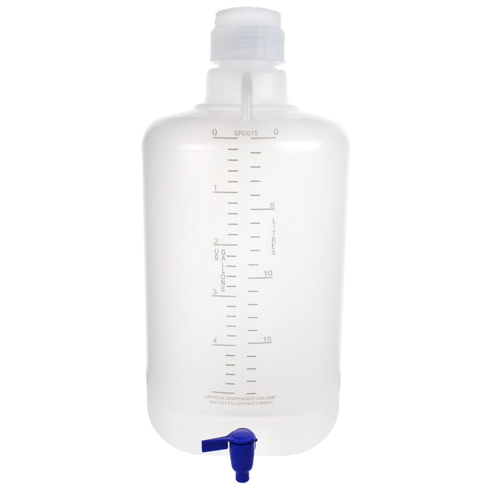 Eisco - 25L Polypropylene Carboy with Silicone-Lined Cap and Spigot, Autoclavable, Leakproof Tested, Non-Sterile, 0-135°C Temperature Range, FDA Compliant, Laboratory and Scientific Liquid Storage Container