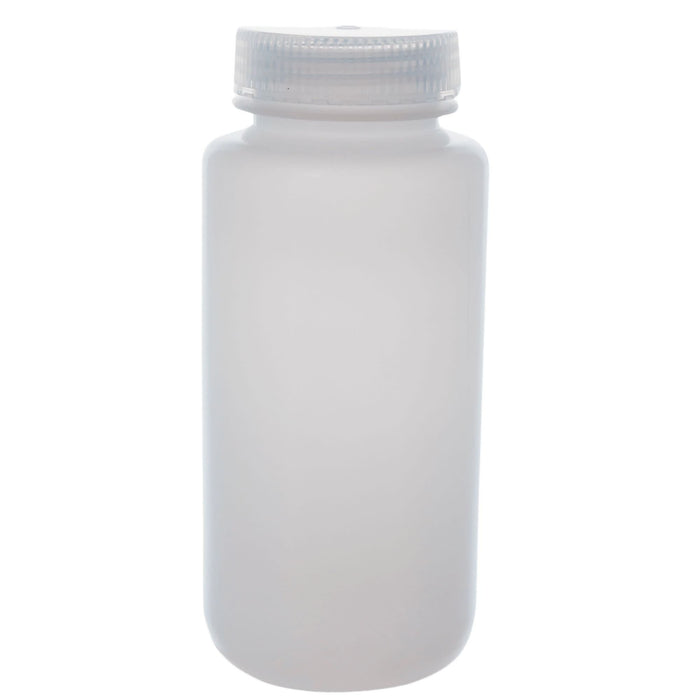 Eisco - Bulk Pack of 125, 500mL Wide Mouth HDPE Reagent Bottles with Polypropylene Caps, Non-Sterile, Lab Containers for Chemicals and Samples, -100 to 120°C Temperature Range