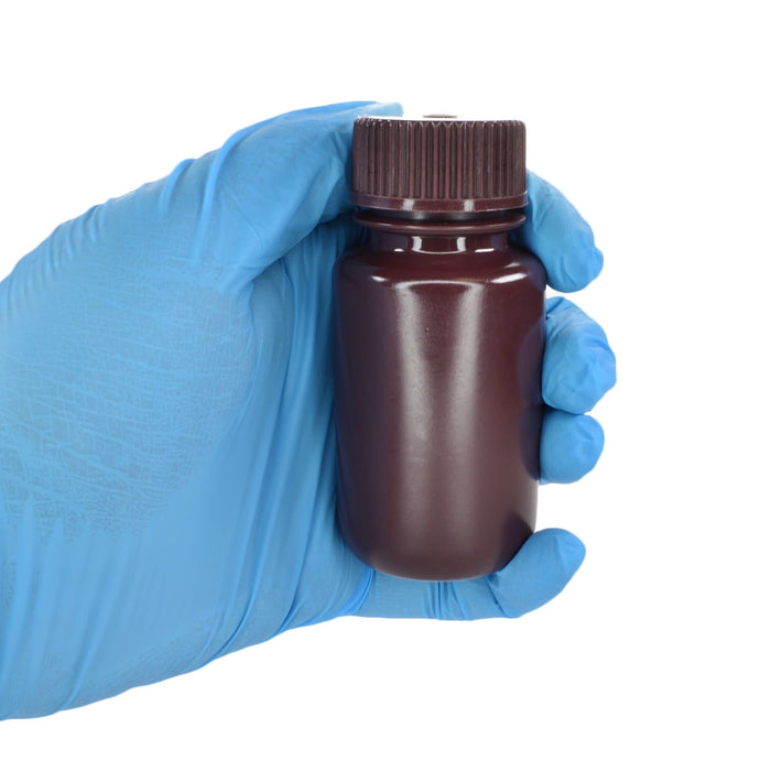 Eisco - Bulk Pack of 1000, 60mL Wide Mouth Amber HDPE Reagent Bottles with Polypropylene Caps, Non-Sterile, Leak-Proof, Chemical-Resistant, UV Light Shielding for Labs, -100°C to 120°C