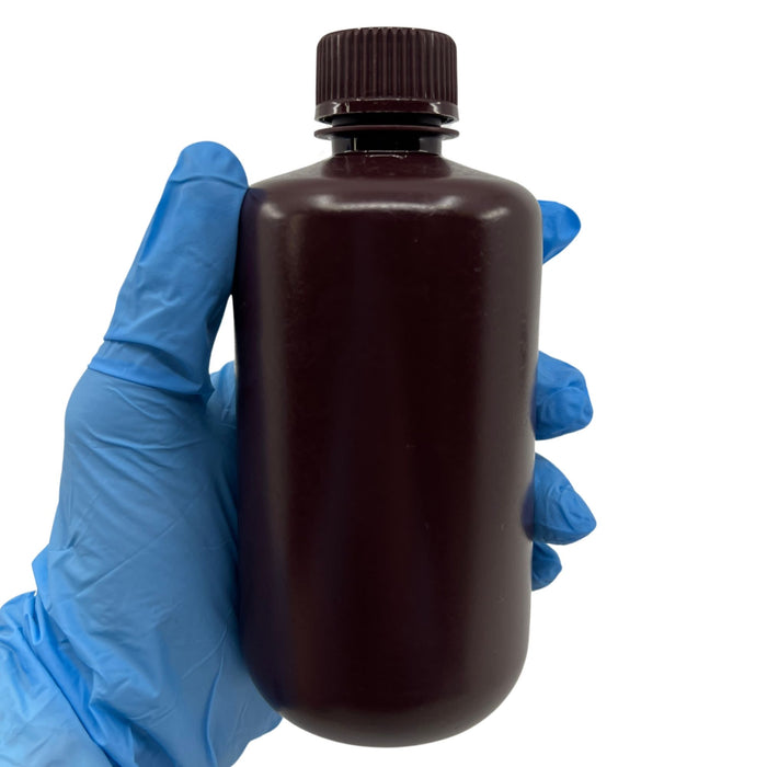 Eisco - Bulk Pack of 250 250mL Narrow Mouth HDPE Amber Reagent Bottles with Polypropylene Caps, Non-Sterile, Lab Containers for Light-Sensitive Substances, -100 to 120°C Temperature Range