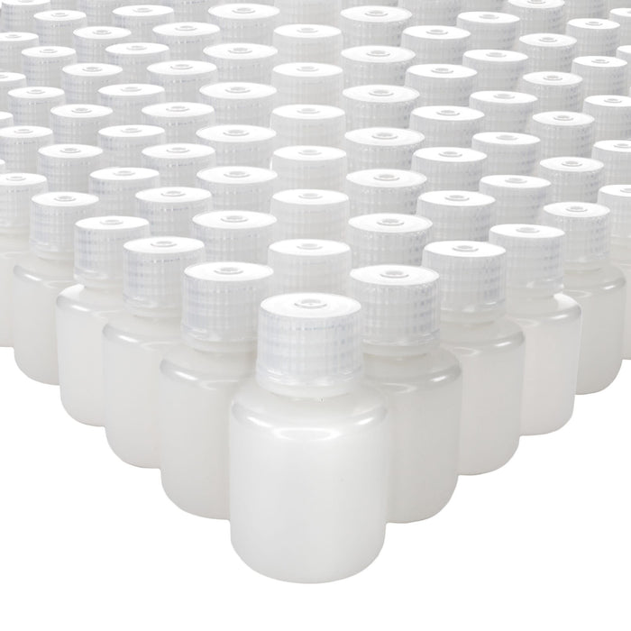 Eisco - Bulk Pack of 1000, 30mL Narrow Mouth HDPE Translucent Reagent Bottles with Polypropylene Caps, Non-Sterile, Leak-Proof, Chemical Resistant Laboratory Storage Bottles, -100 to 120°C Temperature Range