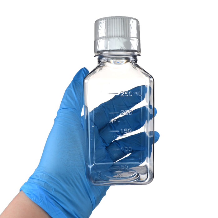 Eisco - Pack of 30, 250mL PET Media Bottles with HDPE Caps, Non-Sterile, Leakproof, Tamper-Evident, Lab-Grade, Ideal for Lab Reagents, Buffers & Biopharmaceutical Processing