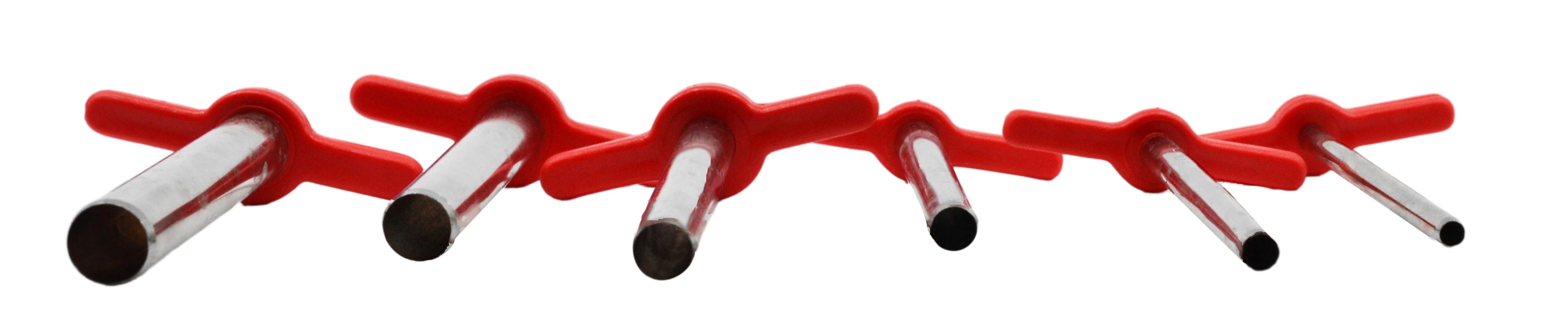 7 Piece Cork Borer Set -  Includes 6 Cork Borers and One Steel Ram Rod - Nickel-Plated Brass with Plastic Handles