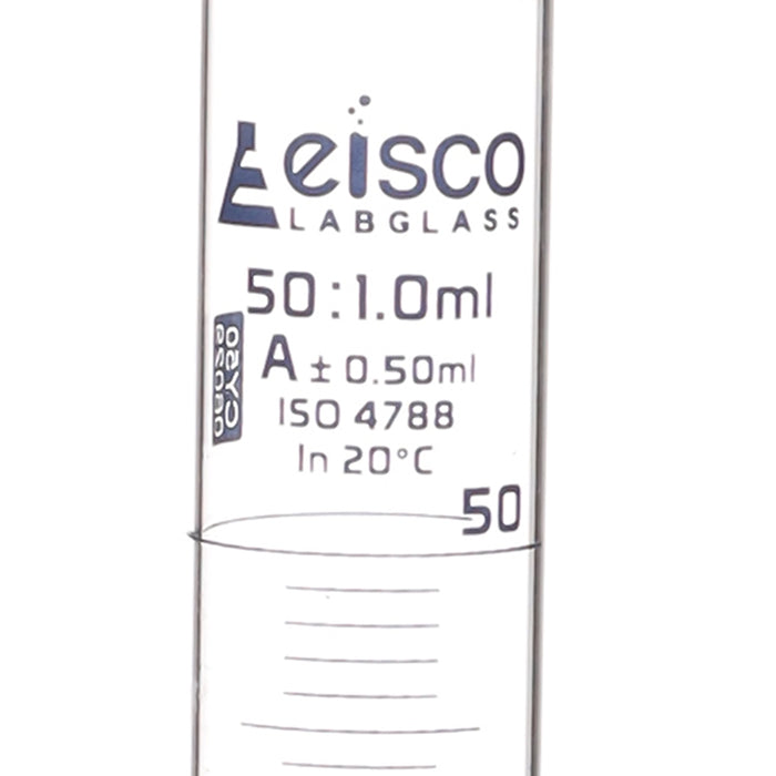 Graduated Cylinder, 50ml - Class A - Blue Graduations - Hexagonal Base
