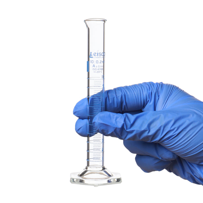 Graduated Cylinder, 10ml - Class A - Blue Graduations - Hexagonal Base
