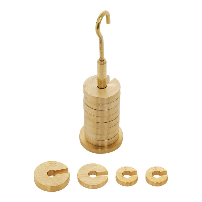 Brass Slotted Mass and Hanger Set, 250g Total Mixed Sizes