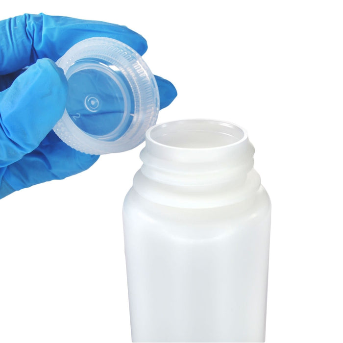 Eisco - Bulk Pack of 500, 125mL Wide Mouth HDPE Reagent Bottles with Polypropylene Caps, Non-Sterile, Lab Containers for Chemicals and Samples, -100 to 120°C Temperature Range