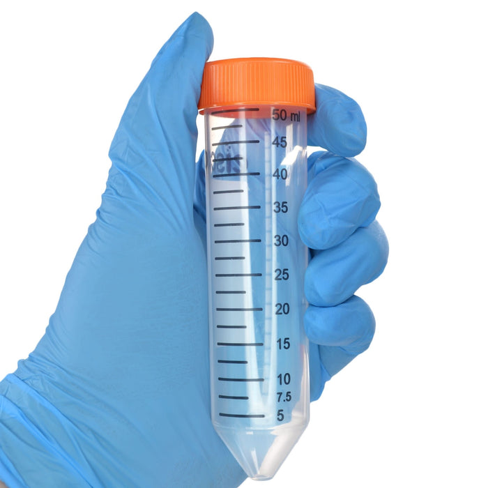 Eisco - Pack of 25, 50mL Sterile Centrifuge Tubes, Polypropylene, Flat Cap, Lab-Grade, Racked