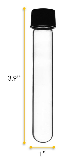 Culture Tube with Screw Cap, 30mL, 24/PK - 25x100mm - Round Bottom - Borosilicate Glass