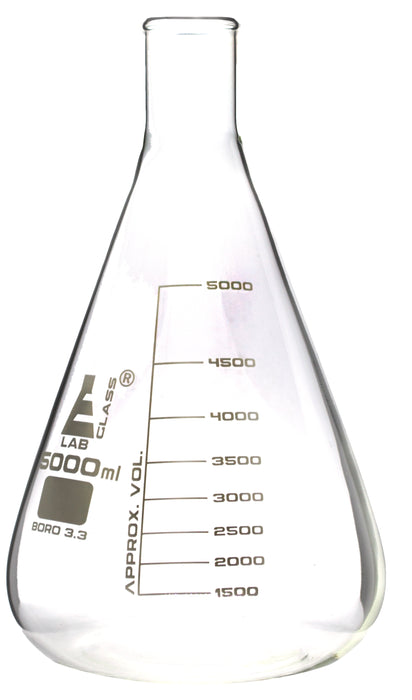 5000mL Giant Erlenmeyer Conical Narrow Neck Flask, Beaded Rim, Extra Heavy Borosilicate Glass - Eisco Labs