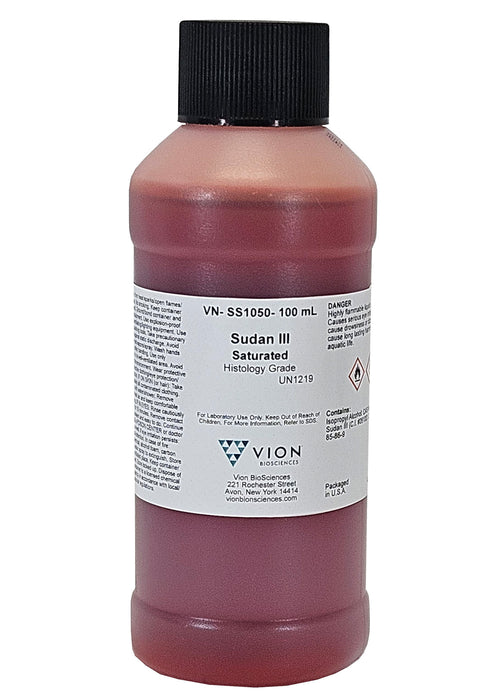 Sudan III Stain Saturated Solution 100mL - Red-Orange Lipid Detection Stain