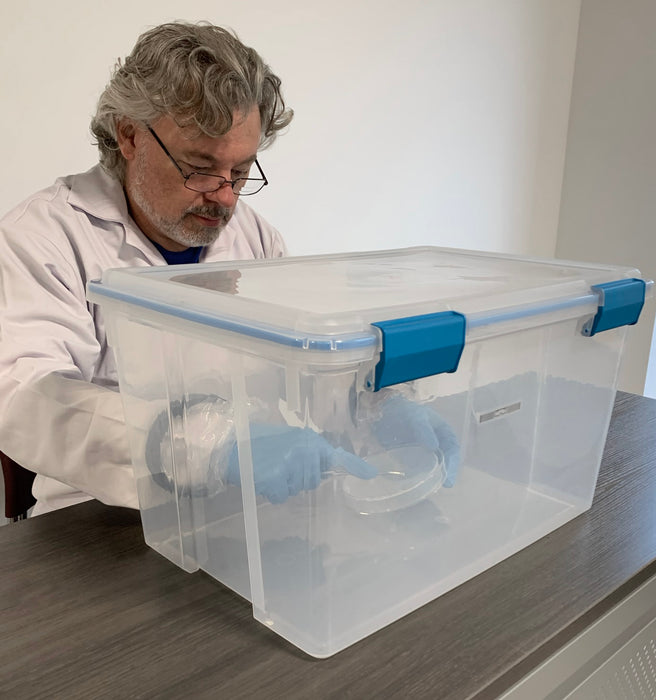 Still Air Box Mushroom Grow Kit with Culturing Supplies - 22.5"L x 16"D x 12.75"H w/ Gasketed Lid - Great Alternative to Laminar Flow Hood