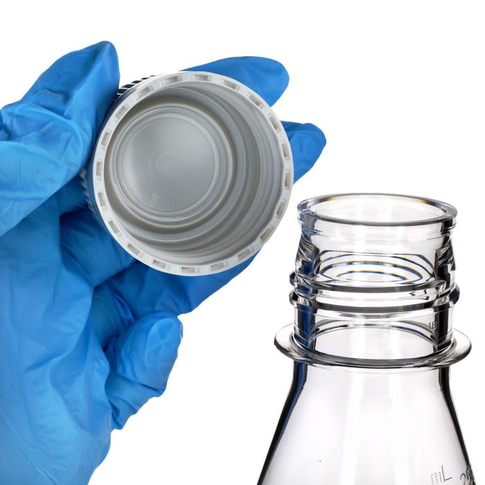 Eisco - Pack of 12, 250mL Sterile PETG Erlenmeyer Flasks, Non-Vented, Baffled Bottom, Gamma Sterilized, USP Class VI, Lab-Grade, Chemical Storage, Cell Culture, Mixing