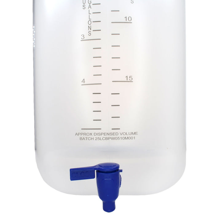 Eisco - 25L Polypropylene Carboy with Silicone-Lined Cap and Spigot, Autoclavable, Leakproof Tested, Non-Sterile, 0-135°C Temperature Range, FDA Compliant, Laboratory and Scientific Liquid Storage Container